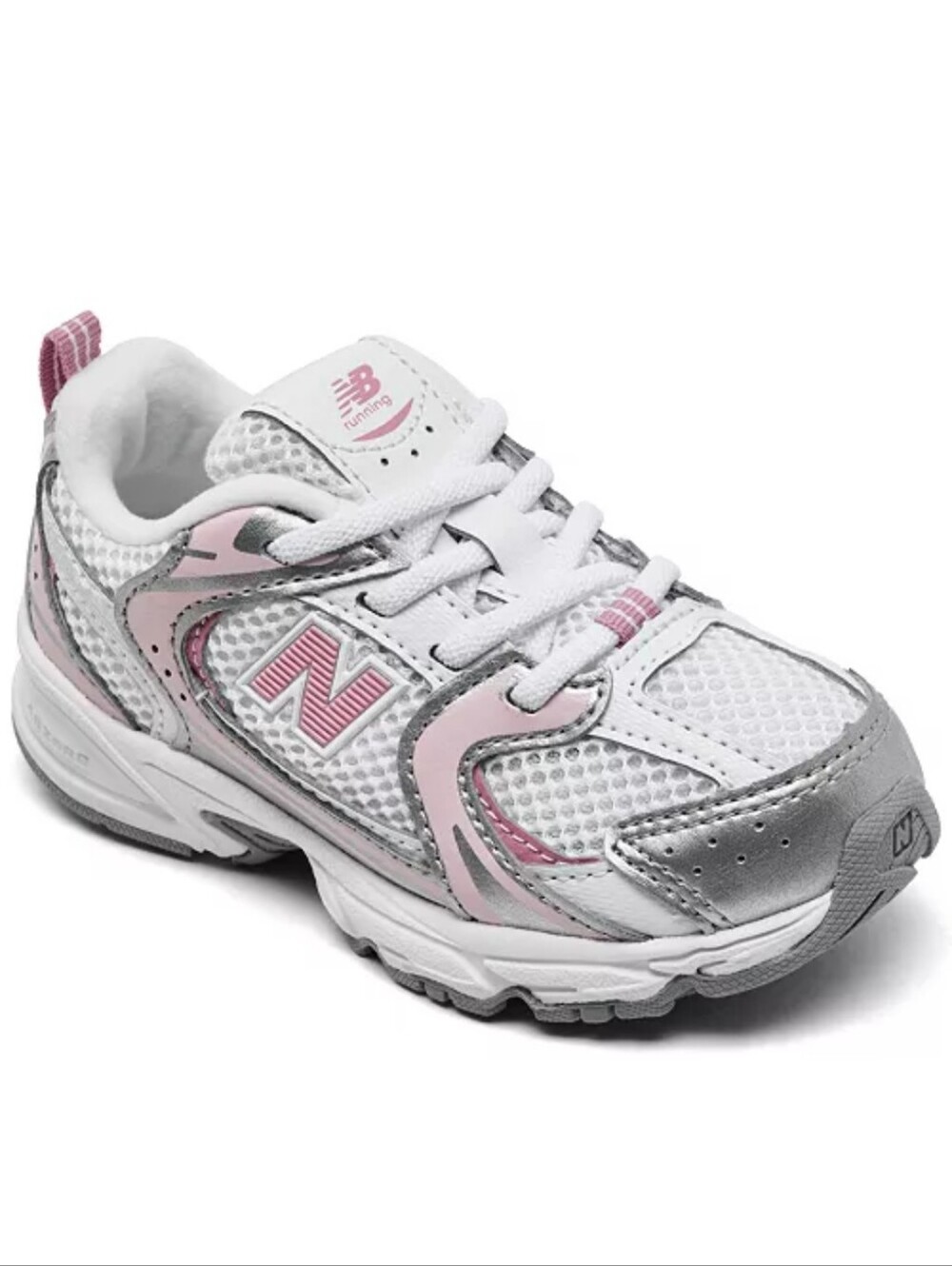 New Balance Girls Kids 530 Stretch Lace Casual Sneakers Pink Gray White 12 Shoes